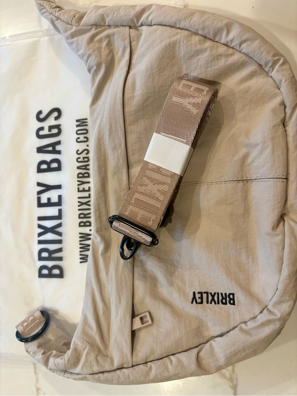 Brixley Crescent Bag in Beige